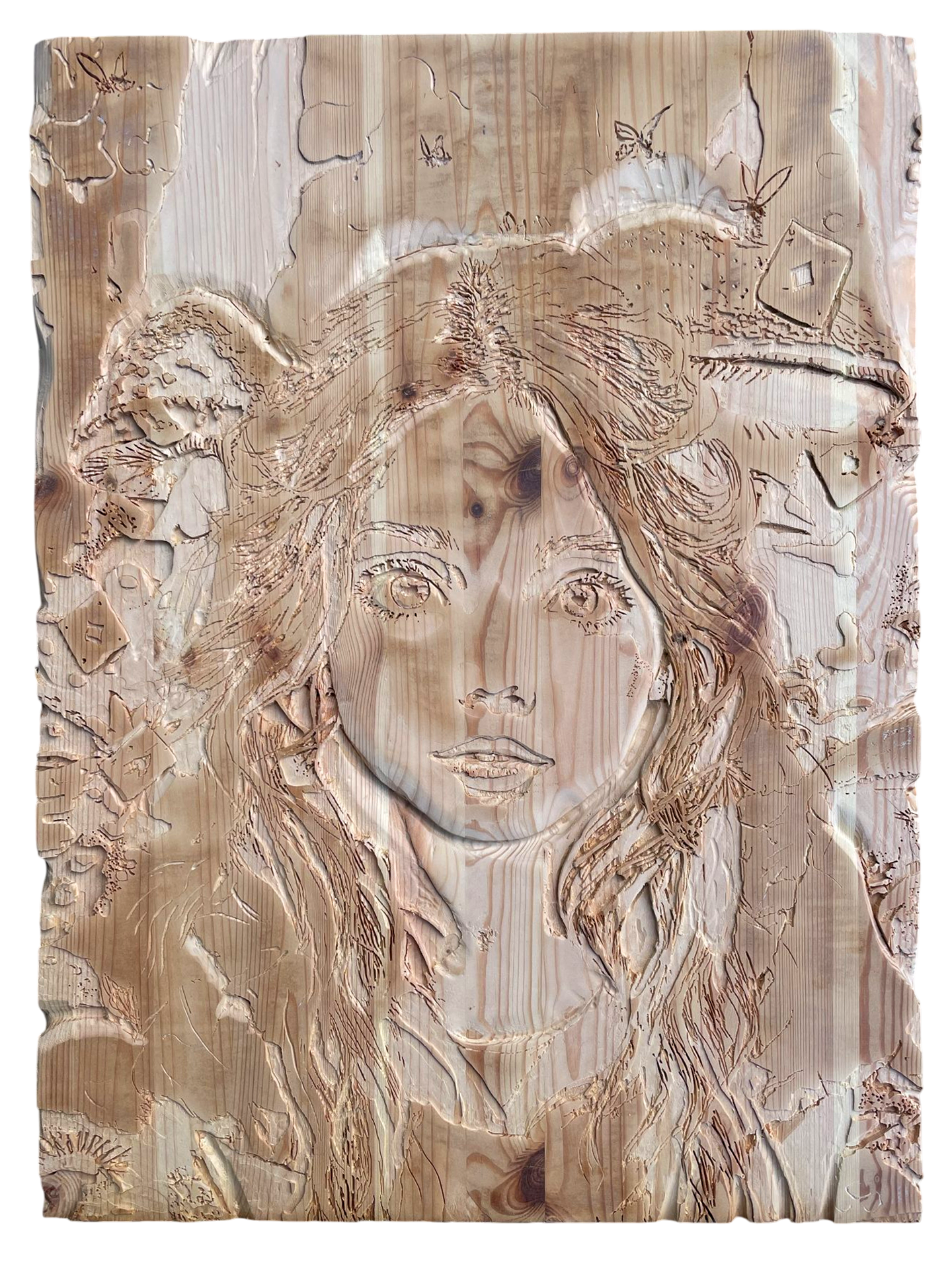 Alice au pays des merveilles : Gravure et peinture Fluo UV sur bois 24 img 6109 Photoroom